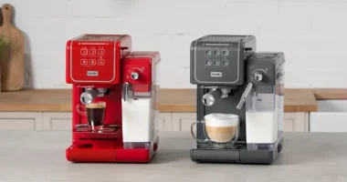 Imagen de la Breville Prima Latte III en sus dos colores disponibles: rojo y gris.